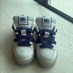 Dolce & Gabbana White Sneakers with Navy Accents